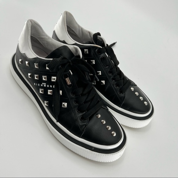 John Richmond black white studded athletic shoes size 10 - Picture 9 of 15